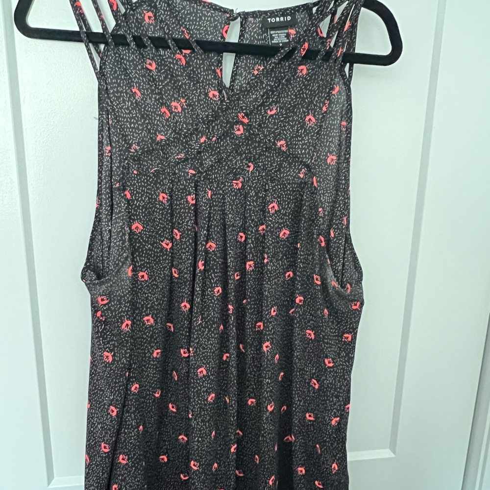 Torrid Black and Red Floral Blouse